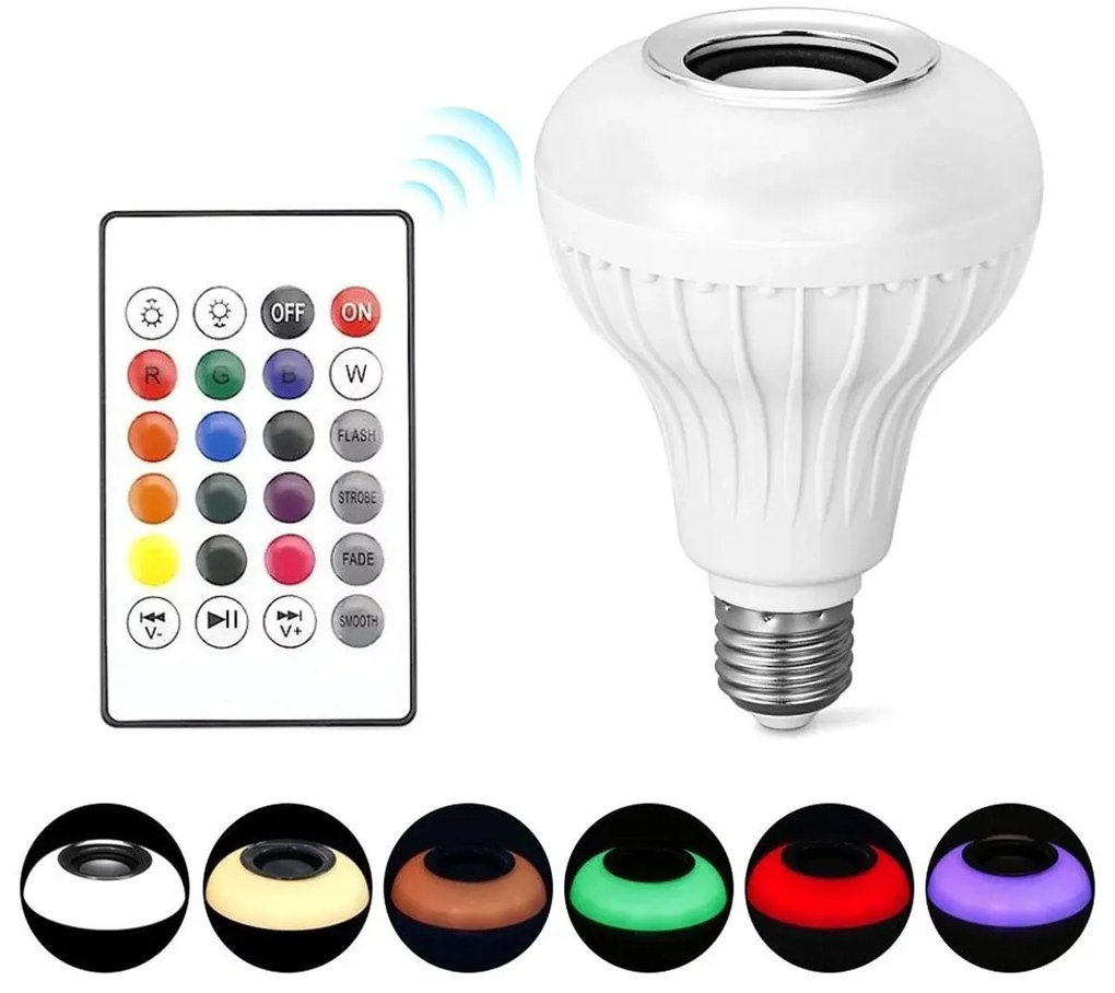 Zaparkorun LED RGB színes izzó Bluetooth hangszóróval