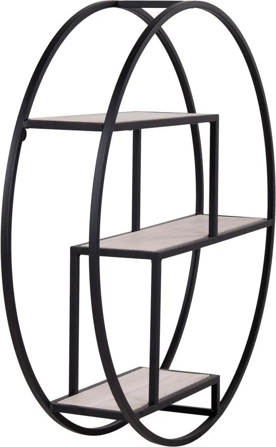 Fekete-natúr színű többszintes paulownia fali polc 62 cm Rotterdam – House Nordic