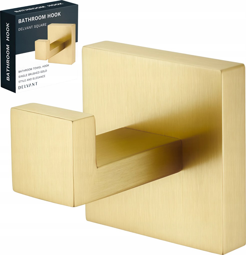 Fürdőszobai Törölközőtartó Akasztó Fali Tartó Delvant Square Arany