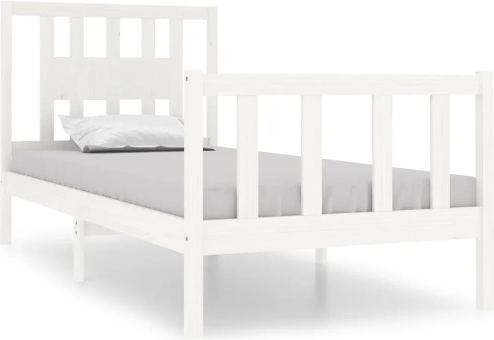 vidaXL Single fehér tömör fa ágykeret 90 x 190 cm