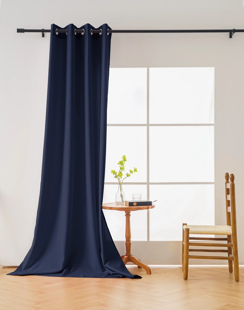 Függöny OXFORD LIGHT 140x250 cm, sötétkék Felfüggesztés: Fém gyűrűk