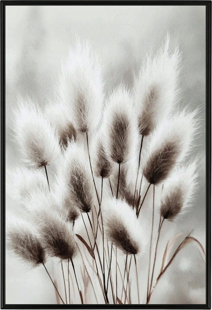 Poszter Keret Alumínium Akvarell Természet Növényzet Fű Szürke 40x60