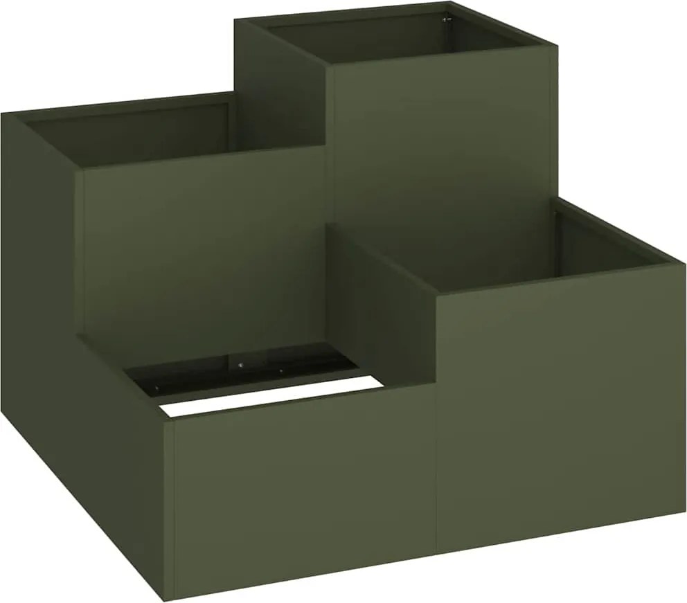 vidaXL Kerti cserép Oliva zöld 80 x 80 x 60 cm Acél