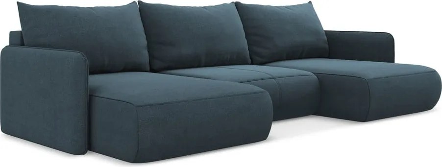 Kék kinyitható-tárolóhelyes sarokkanapé Nanea – Makamii