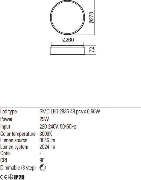 REDO 01-2564 YOMO Ernyős Mennyezeti Lámpa LED IP20