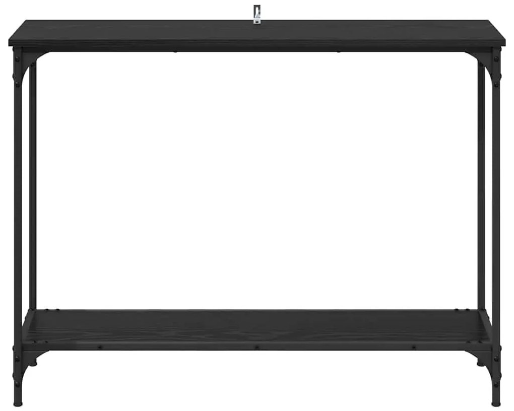 Konzolasztal polcokkal Musta tammi 101 x 30.5 x 75 cm Faanyag