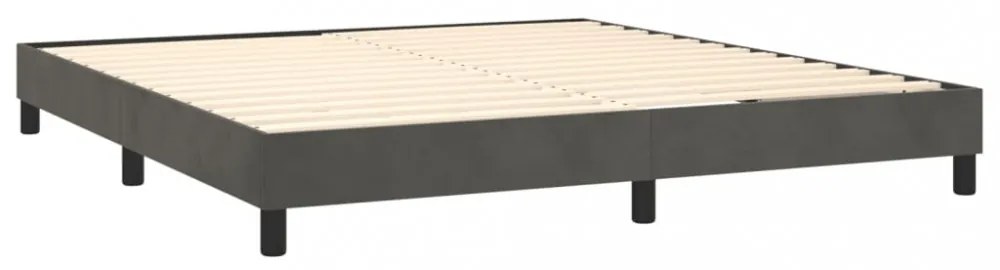 sötétszürke bársony rugós és LED-es ágy matraccal 160x200 cm