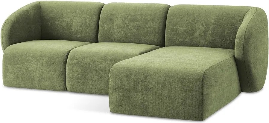 Zöld zsenília sarokkanapé (jobb oldali-heverő résszel) Lani – Makamii