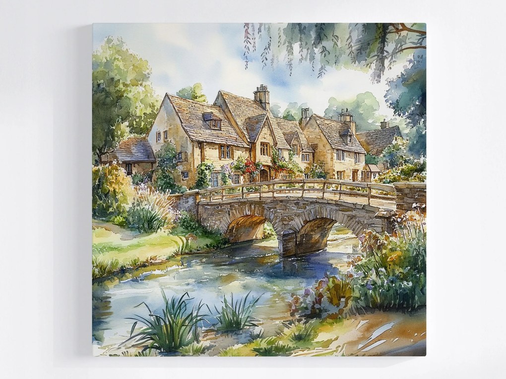 Vászonkép Canvas Város Anglia Cotswolds Falu Híd Házak 40x40