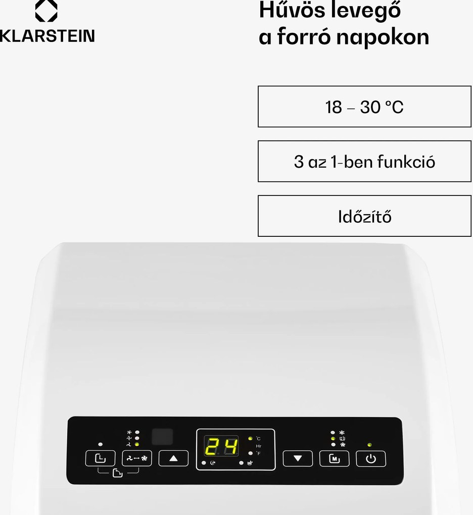 Klarstein Metrobreeze Rom mobil klíma, 10000 BTU, A+ osztály, távirányító, fehér