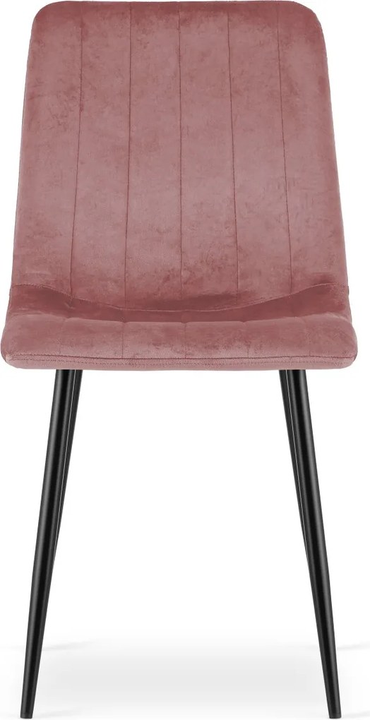 Rózsaszín étkezőszék LAVA bársony fekete lábakkal
