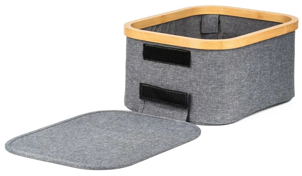 G21 tárolódoboz 24 x 30 x 15 cm, bambusz, fedéllel, szürke