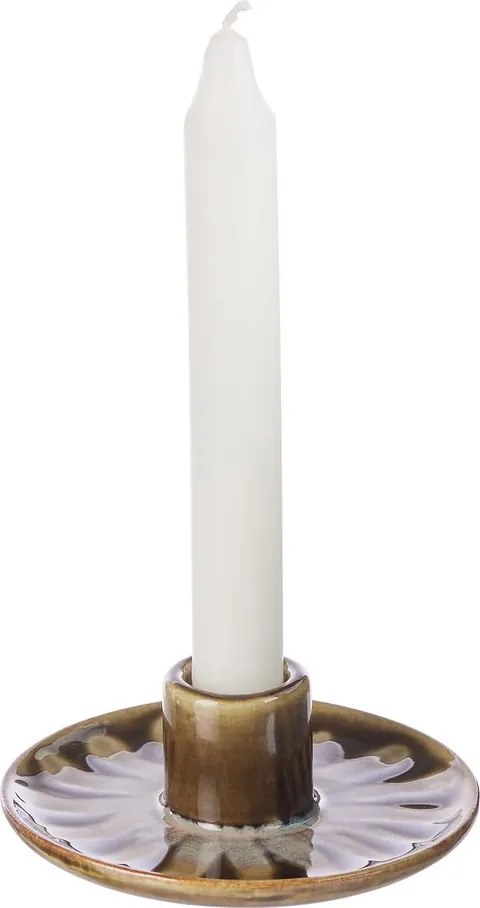 SEVENTIES porcelán gyertyartartó, oliva