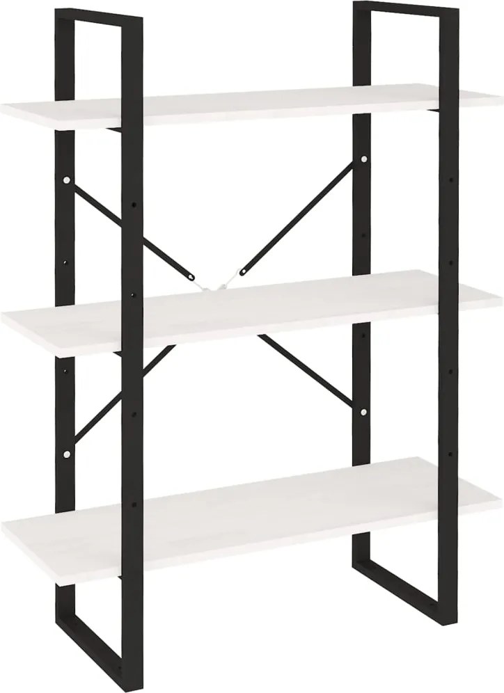 vidaXL háromszintes fehér tömör fenyőfa könyvszekrény 80 x 30 x 105 cm