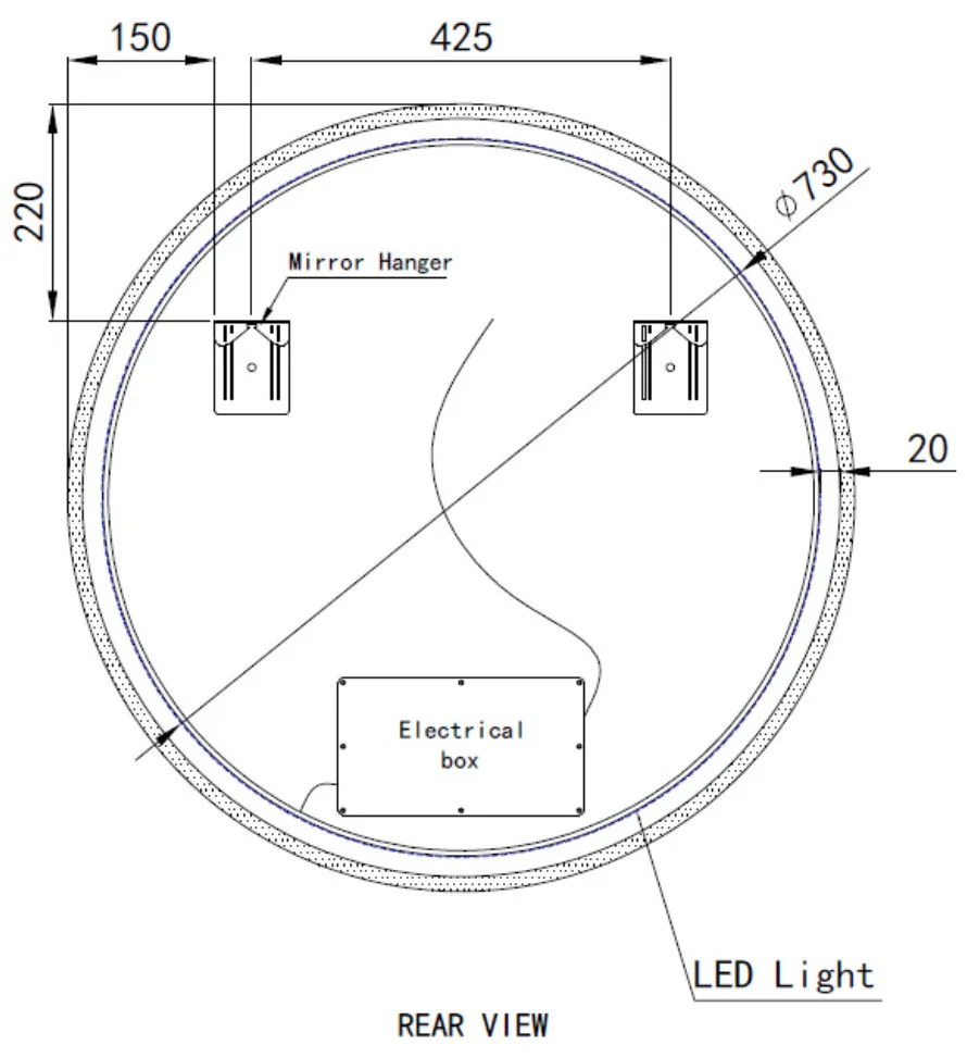 Kerek Led tükör Ø80cm Welland Alpha | Fényerő + színhőfok állítás