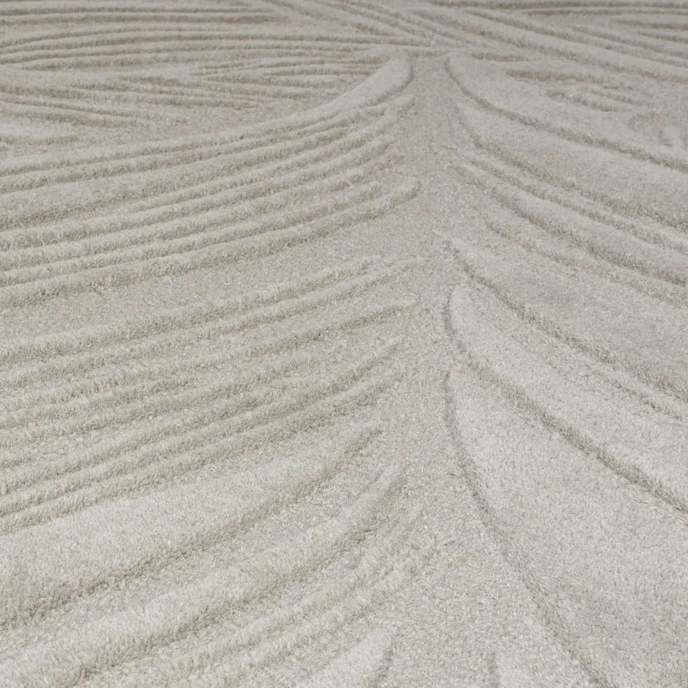Lino Leaf szürke gyapjú szőnyeg, 160 x 230cm - Flair Rugs