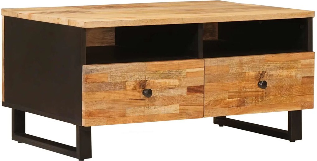 vidaXL Dohányzóasztal fiókkal Barna 80 x 54 x 40 cm Tömör Mangófát