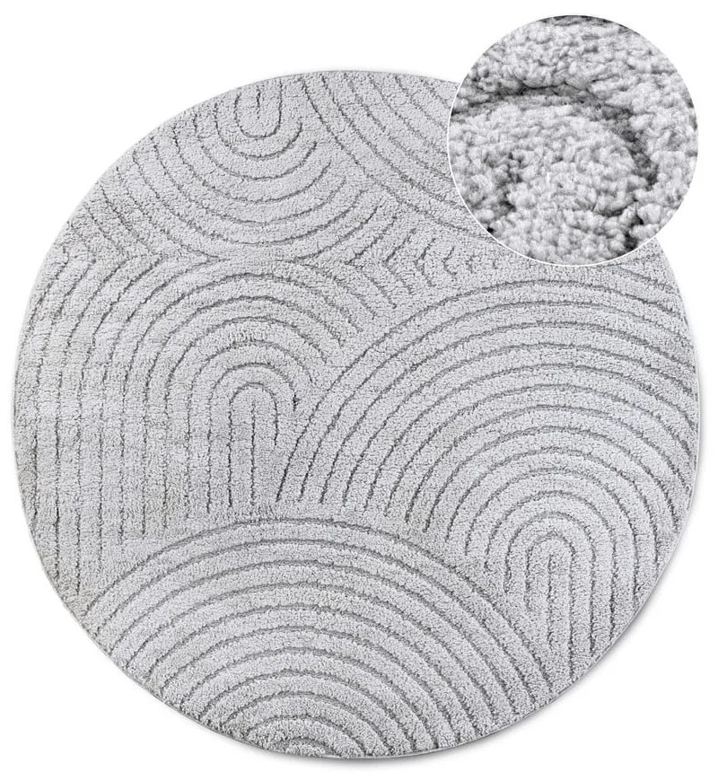 Világosszürke kerek szőnyeg ø 160 cm Panglao New York Light Grey – Elle Decoration