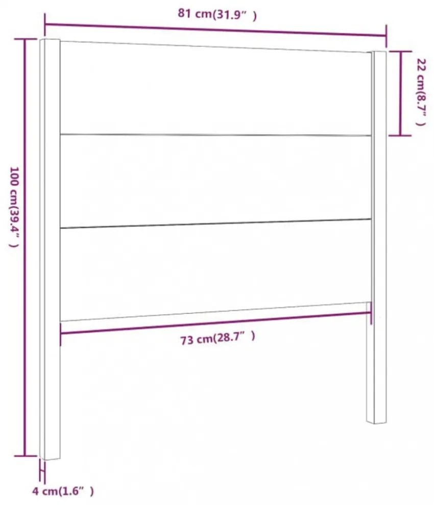 mézbarna tömör fenyőfa fejtámla 81 x 4 x 100 cm