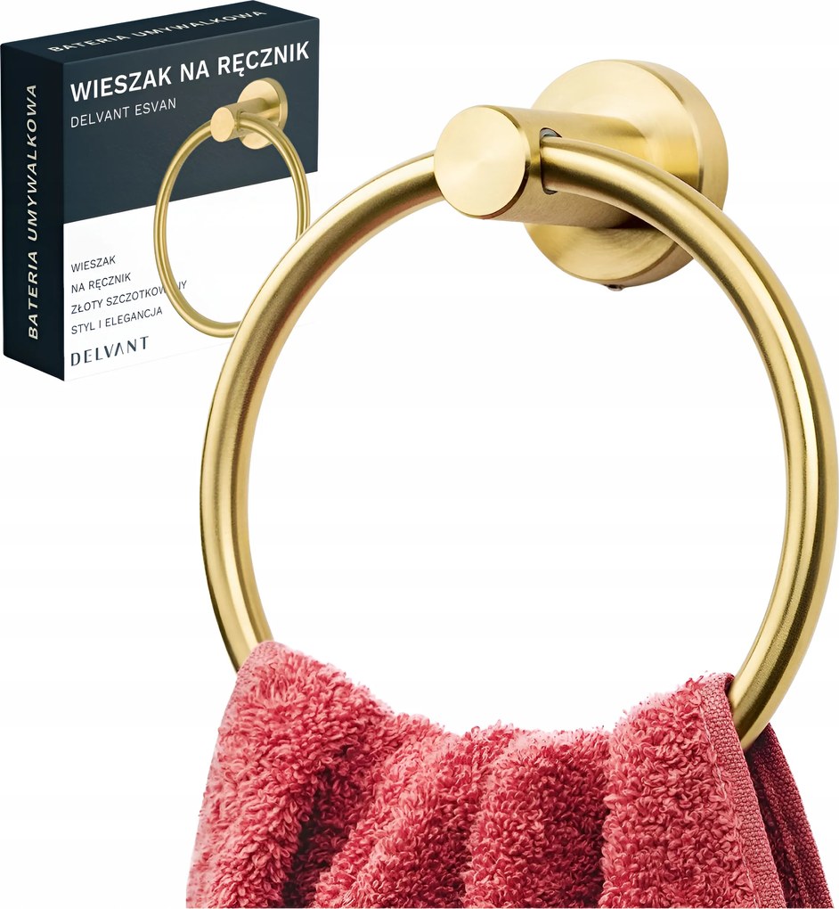Törölközőtartó Fürdőszobai Fali Tartó Kerek Delvant Esvan Arany