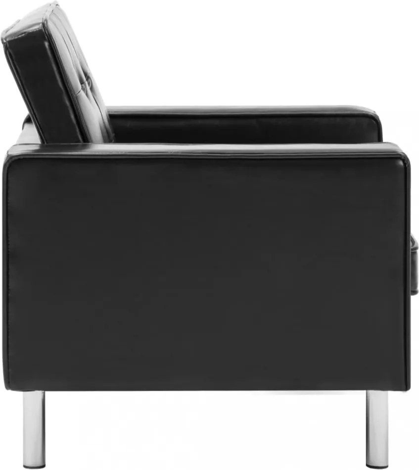 fekete műbőr fotel 75 x 70 x 75 cm