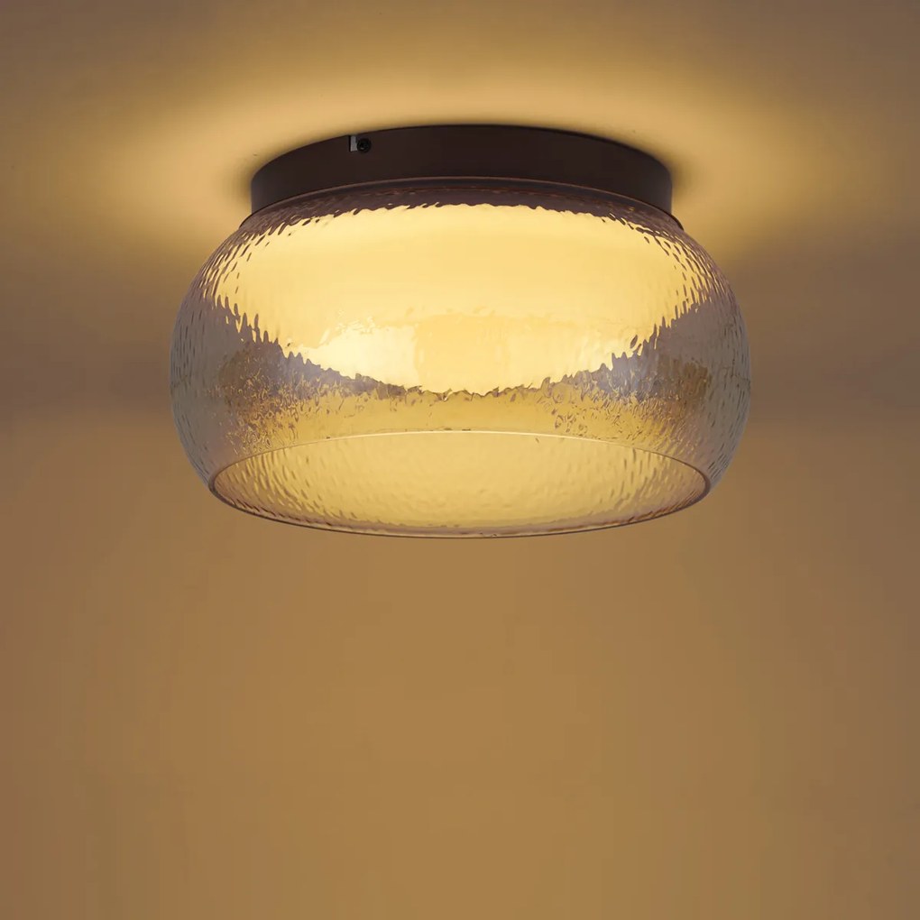 Art Deco mennyezeti lámpa barna borostyánszínű üveggel, LED-del, 3 fokozatban szabályozható - Thimble