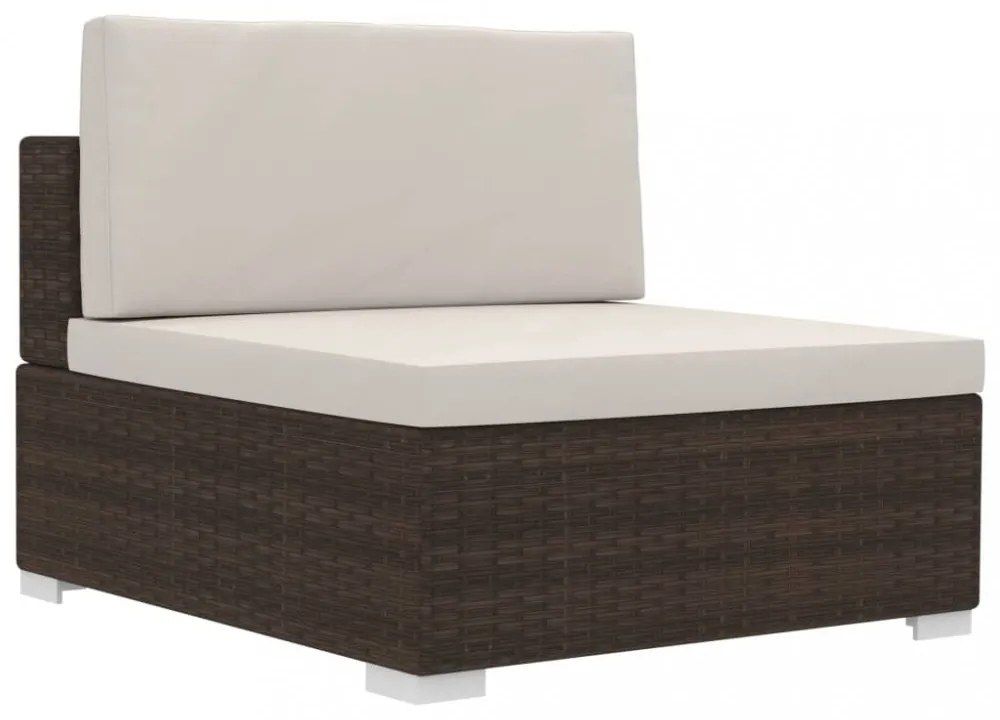 4 részes barna polyrattan kerti kanapészett párnákkal