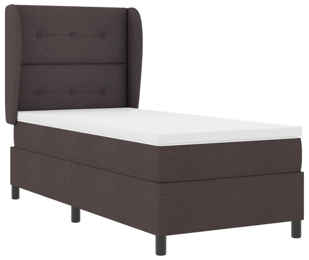 Boxspring Ágy Matrac Fekete Barna 100x200 cm Szövet