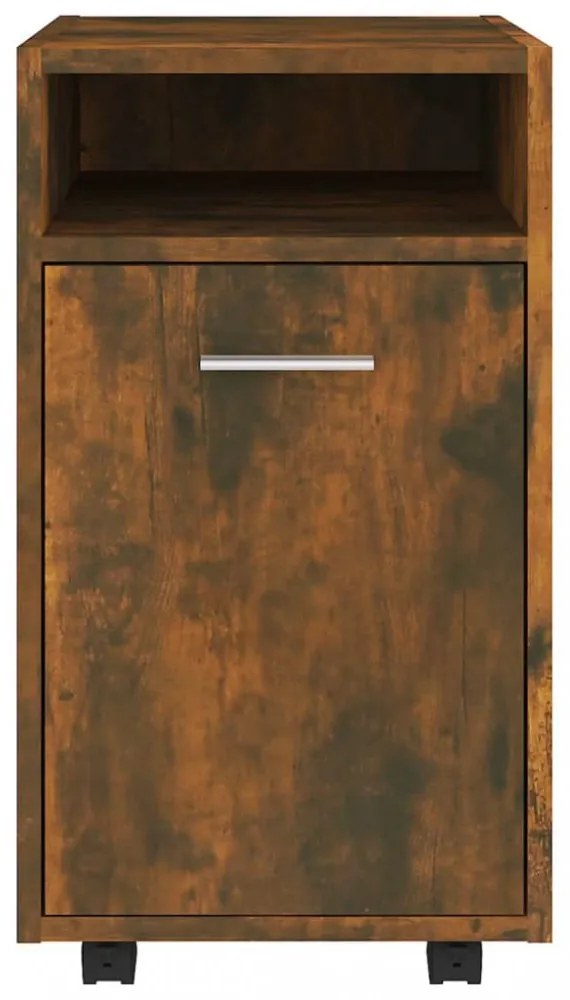 füstös tölgy színű szerelt fa kisszekrény kerekes 33x38x60 cm