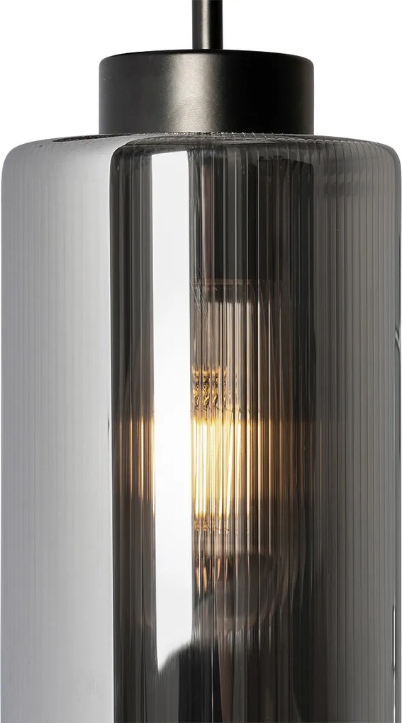 Art Deco fali lámpa fekete füstüveggel - Laura
