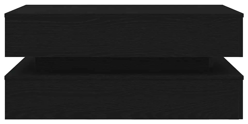 fekete tölgy dohányzóasztal LED-lámpákkal 90x50x40 cm