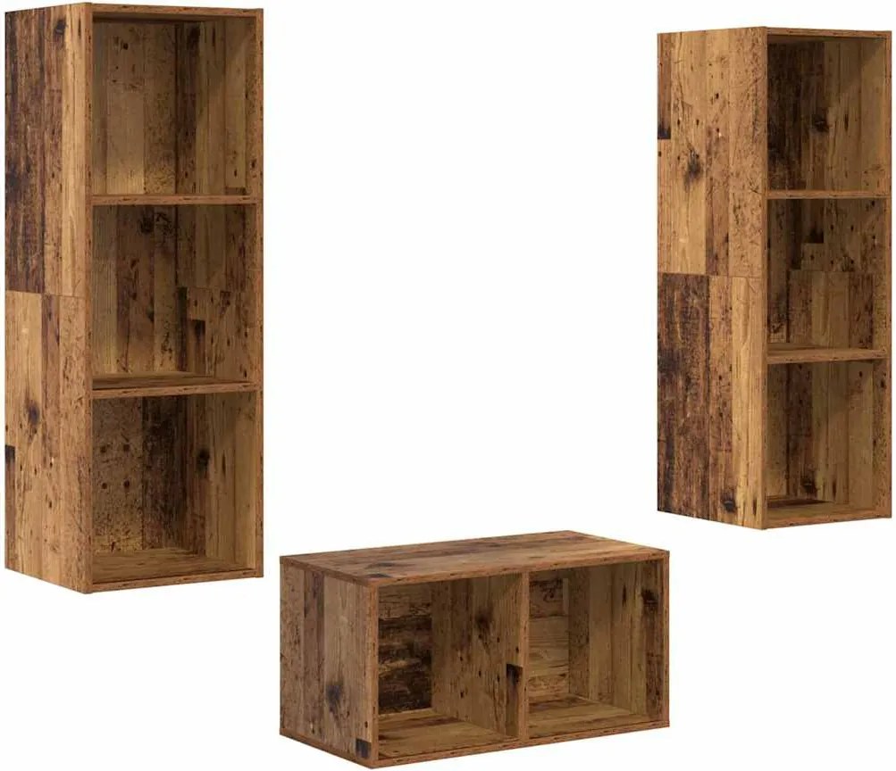 vidaXL TV szekrény garnitúra Öreg fa 37 x 37 x 107 cm Faanyag