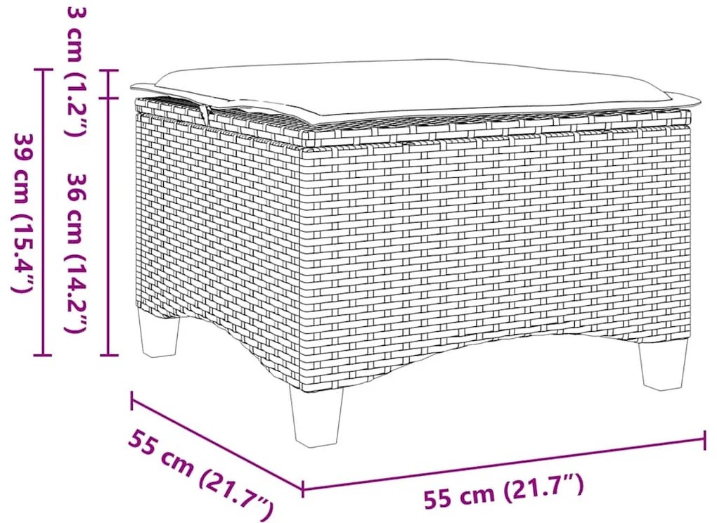 2 db bézs polirattan kerti székek párnákkal 55x55x36 cm