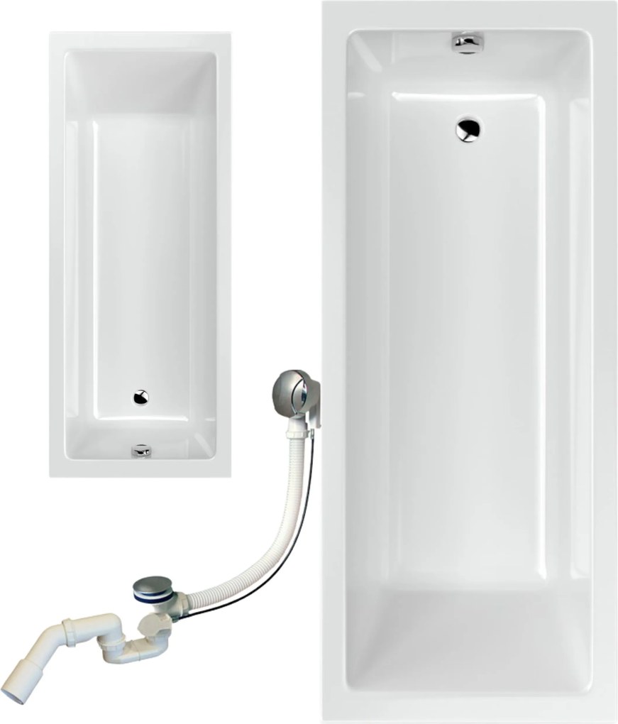 Téglalap Alakú Kád 130X70 Falra Szerelhető Sarok Akril Kis Szifon Lábak