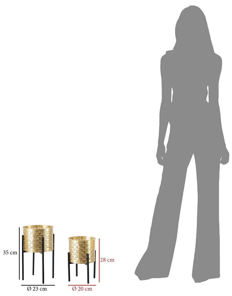 Glissy 2 db-os aranyszínű virágtartó állvány szett, magasság 38 cm - Mauro Ferretti