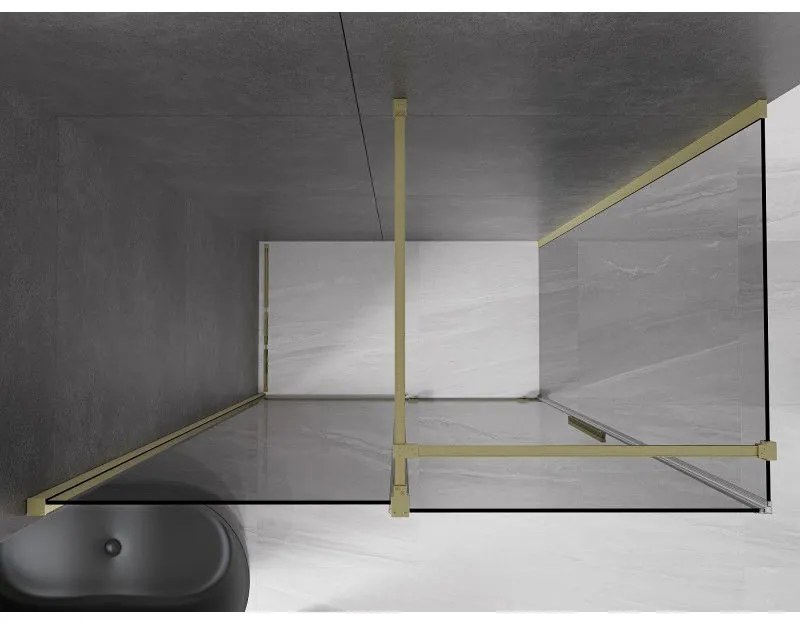 Mexen Velar, tolóajtós zuhanykabin 150 x 75 cm, 8mm szürke üveg, arany matt, 871-150-075-41-55