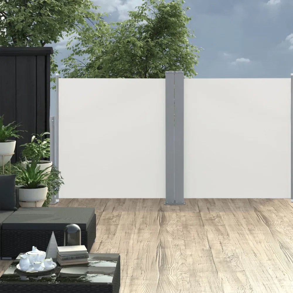 krémszínű behúzható oldalsó napellenző 100 x 600 cm