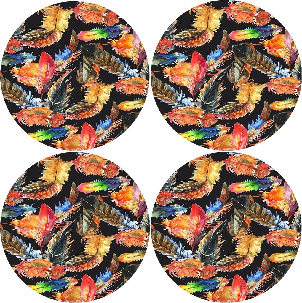 4 db-os filc alátét szett asztalra, padra 4D nyomtatással Plume