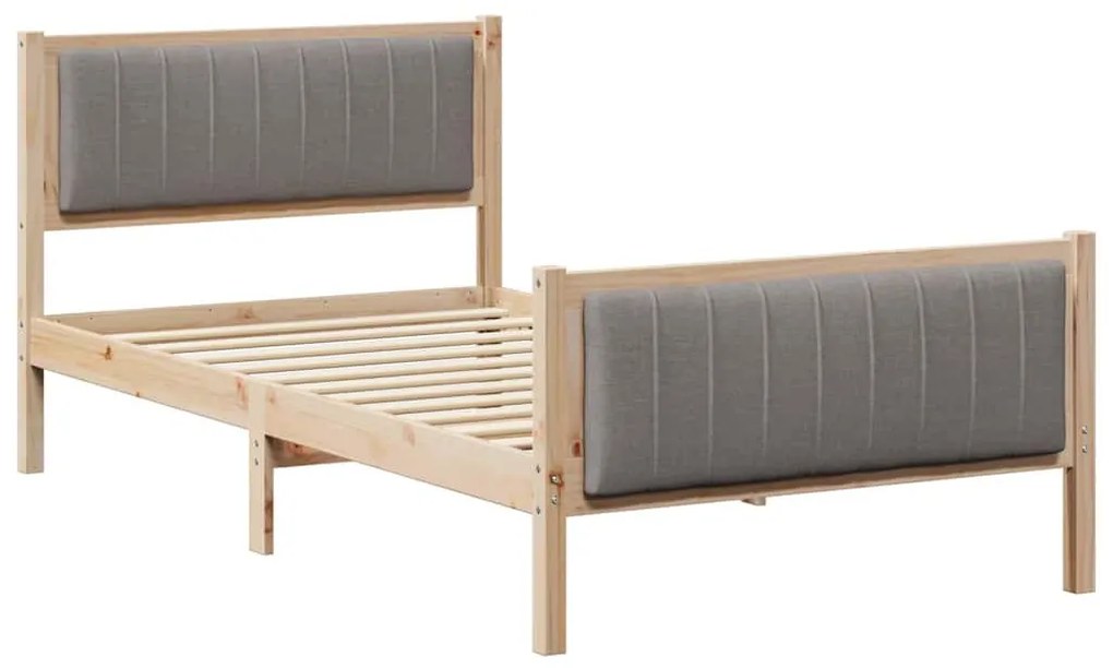 Ágykeret fejtámlával Barna és taupe 100 x 200 cm Tömör fenyőfa