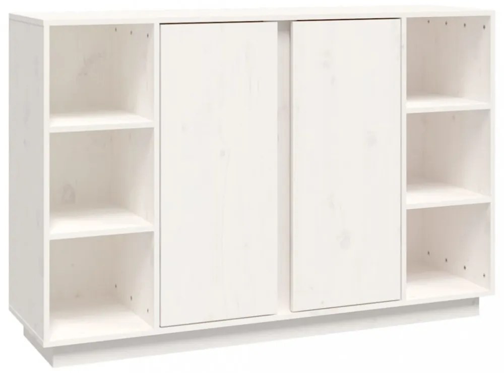 fehér tömör fenyőfa tálalószekrény 120x35x80 cm