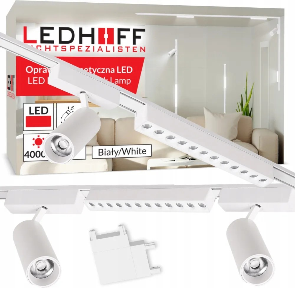 Mágneses sín Díszléc 2m 5x reflektor Led lámpa Fehér spot Szett