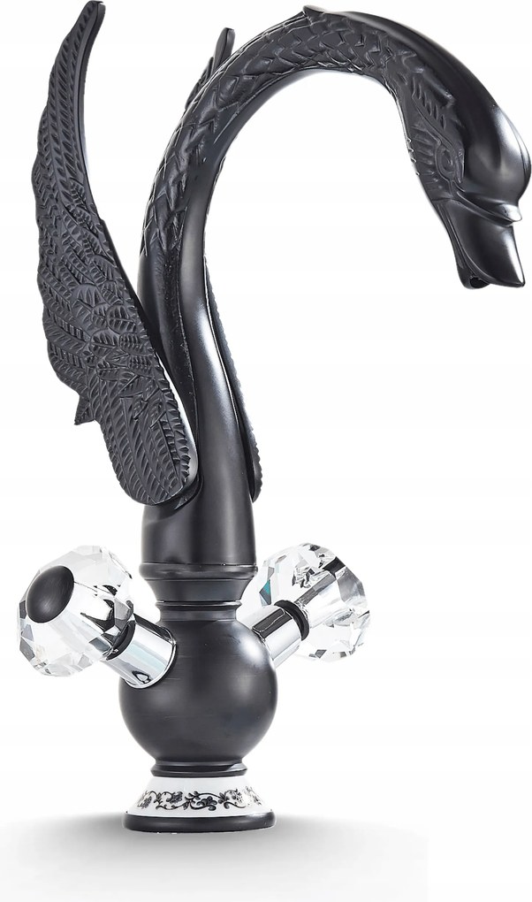 Mosdó csaptelep Fürdőszoba csaptelep Fekete Magas Hattyú Kiváló Minőség Ari