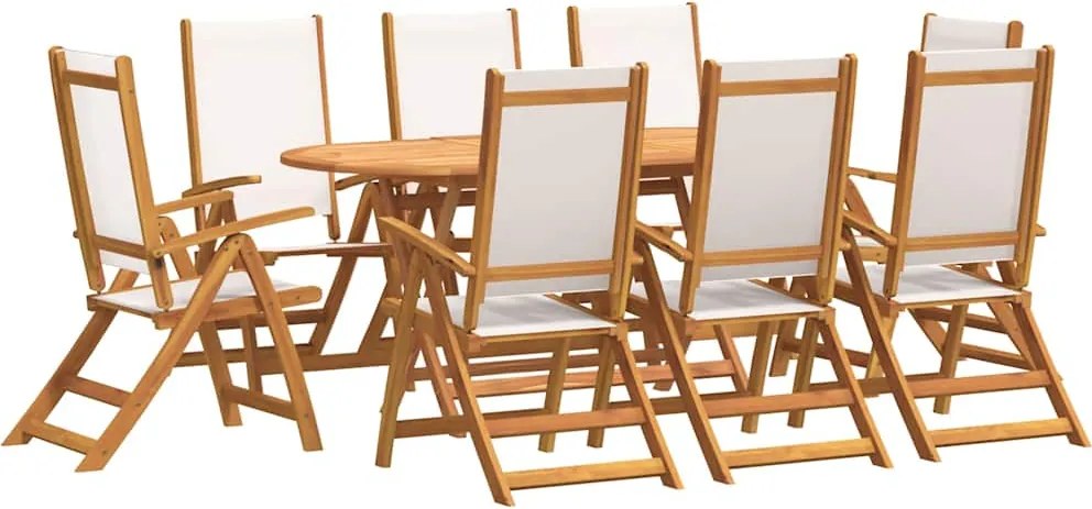 vidaXL 9 részes tömör akácfa és textilén kerti étkezőgarnitúra