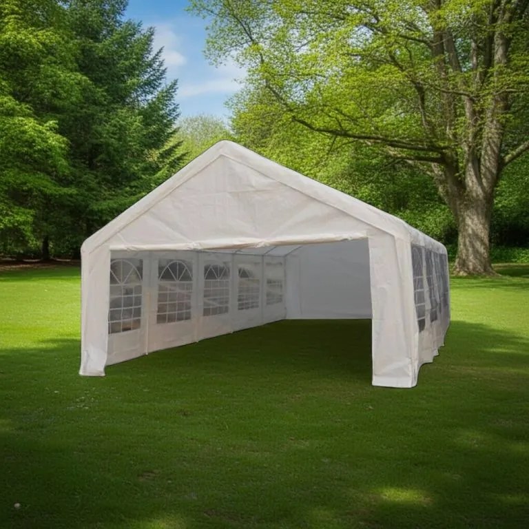 Nagy kerti sátor fehér 5×10 m  vízhatlan zárható