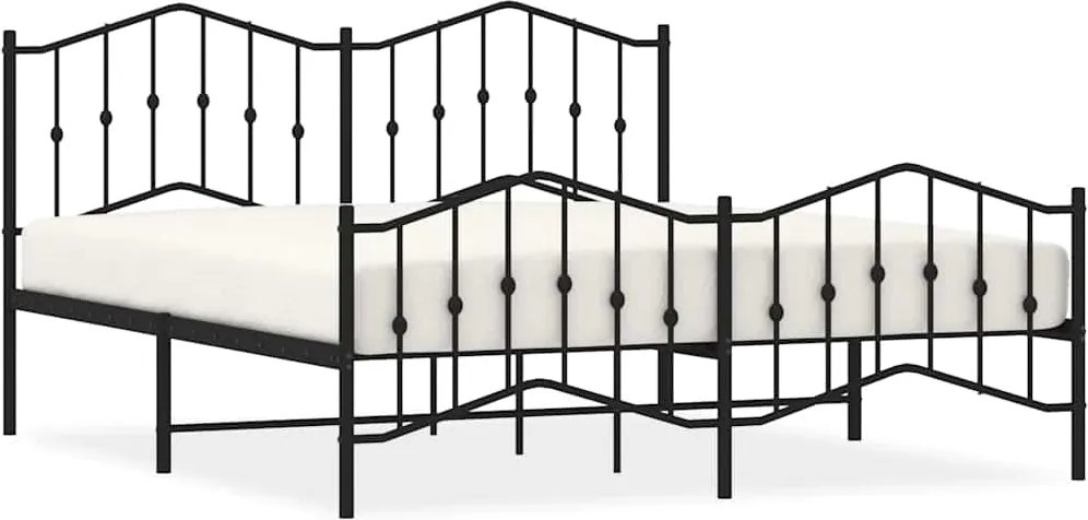 vidaXL fekete fém ágykeret fej- és lábtámlával 183 x 213 cm