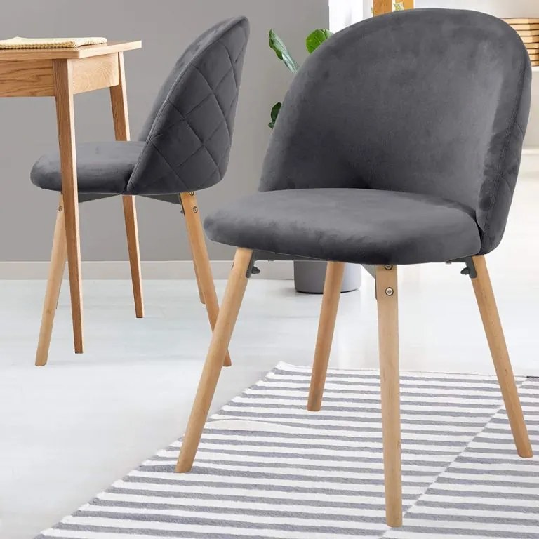 MIADOMODO Étkezőszék készlet bársony 2 db szürke