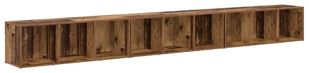 TV szekrény 3 pcs Régi fa 37 x 35 x 107.5 cm Műanyag Fa