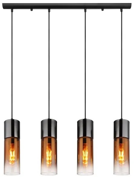 Globo 21000-4HG - Csillár zsinóron ANNIKA 4xE27/25W/230V fekete/réz