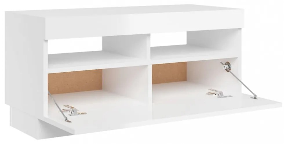magasfényű fehér TV-szekrény LED-lámpákkal 80 x 35 x 40 cm