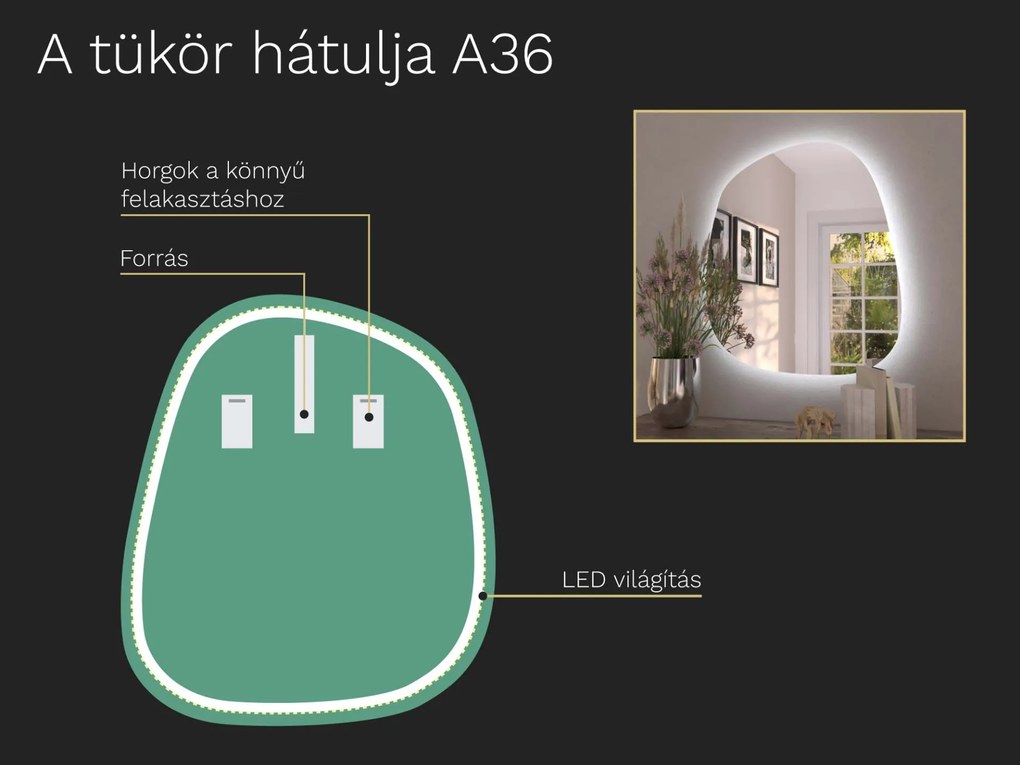 Organikus tükör LED világítással A36